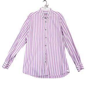 Brandolini Purple White Striped Button Down Shirt Mens L Avant Garde Party Club
